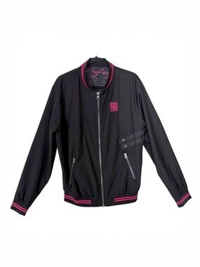 T-Mobile Mens Lightweight Black Pink Map Lining Employee Bomber Jacket Medium